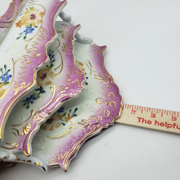 Limoges Hand Painted Floral Two Tier Footed Letter Holder. China Porcelain - Picture 16 of 16
